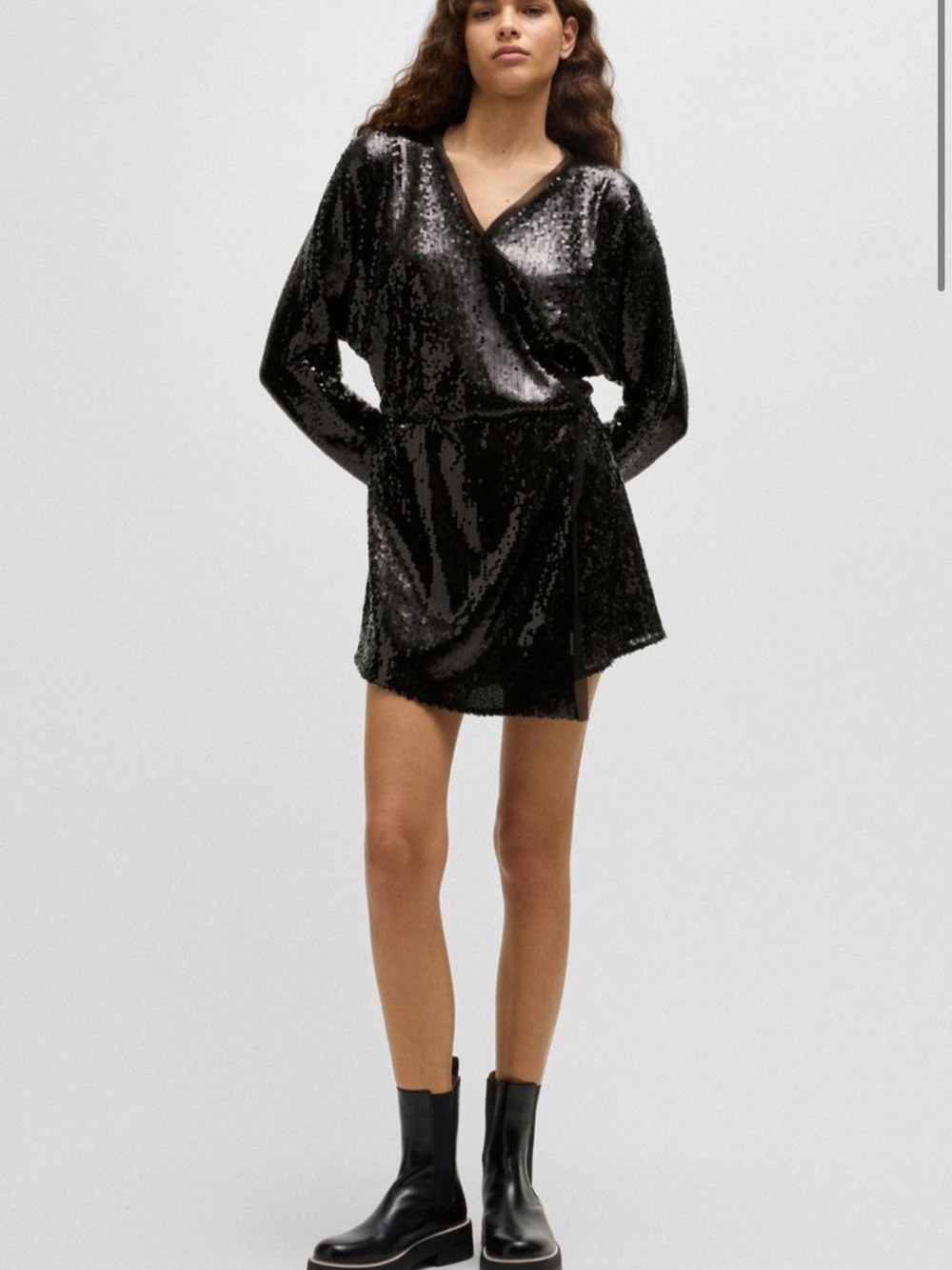 Hugo Boss Black Sequin Wrap Romper